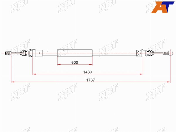 Трос ручного тормоза NISSAN INTERSTAR 02-12 RENAULT MASTER 98-10 (длиная база) RHLH