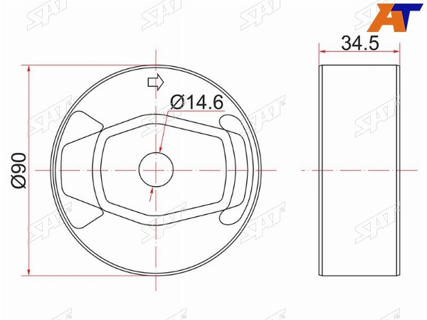 Опора дифференциала RR TOYOTA AURISBLADERUMIONMARK X ZIORAV4 4WD 05-
