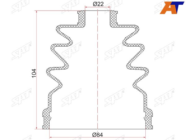 Пыльник шруса NISSAN AVENIRSUNNY B14B15BLUEBIRD U13U14 93- (2 хомута. резина)