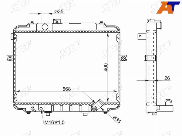 Радиатор Hyundai H100 93-03  Porter 98-10