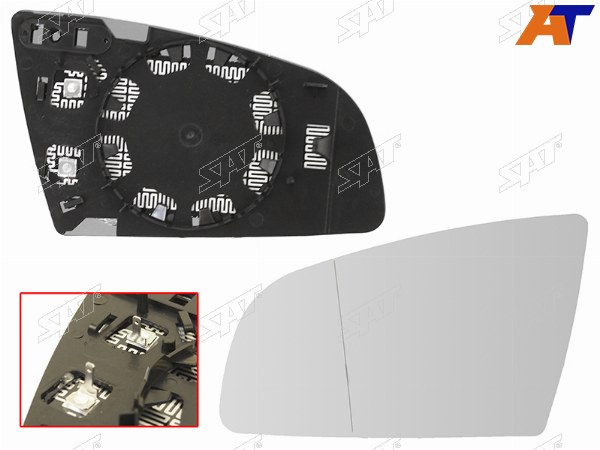 Полотно зеркала AUDI A3 03-08A4 00-08A6 04-08 LH асферическое с обогревом