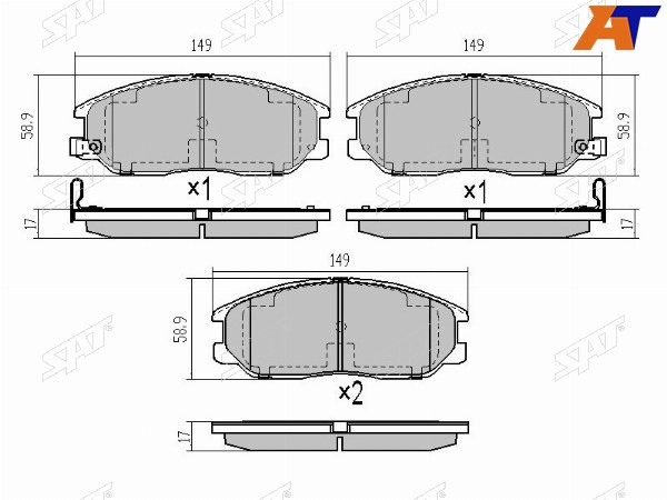 Колодки тормозные перед SSANGYONG ACTYON 05-11 KYRON 05- REXTON 01-