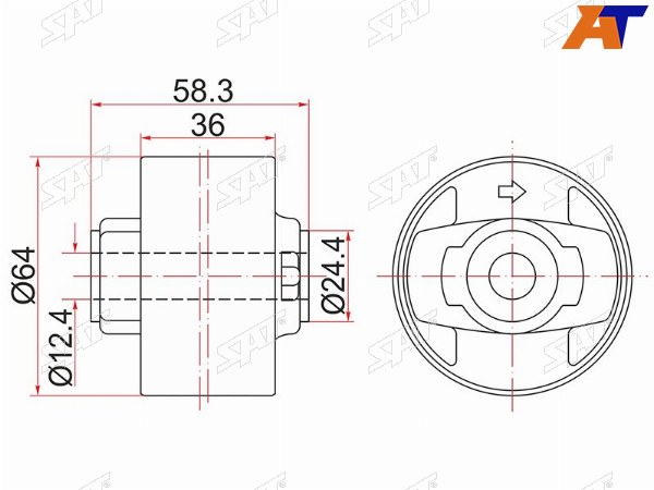 Опора дифференциала LH=RH TOYOTA AURISBLADERUMIONMARK X ZIORAV4 4WD 05-