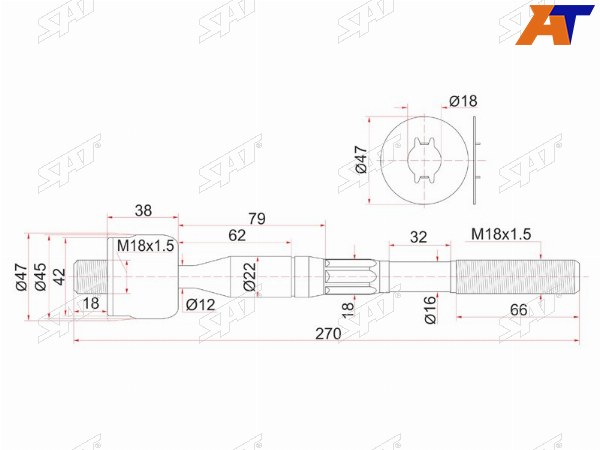 Тяга рулевая TOYOTA DYNA 150 01-