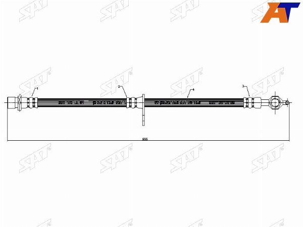 Шланг тормозной перед (Таиланд) TOYOTA CALDINACARINACORONAIPSUMGAIANADIAPICNIC 92-02 RH