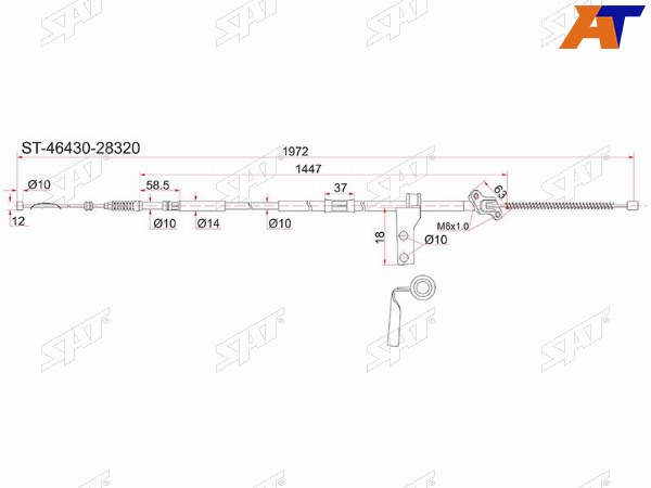 Трос ручника TY LiteTownAce CR363738, 92-96, -LH