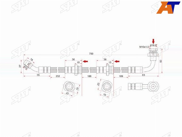 Шланг тормозной передний (Таиланд) SUZUKI ESCUDOVITARAX-90 88-98 LH