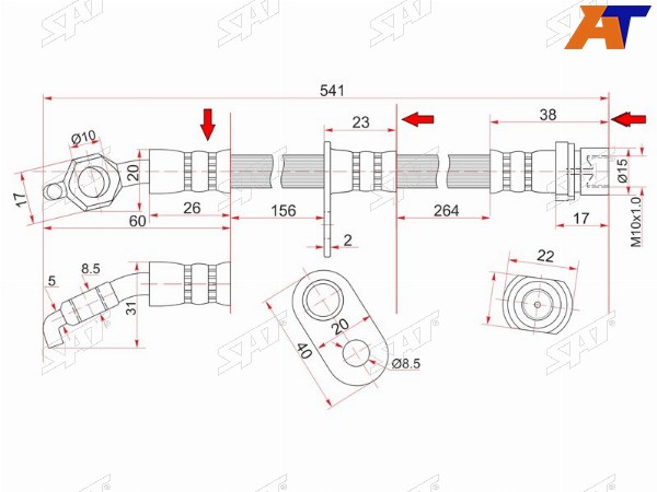 Шланг тормозной передний (Таиланд) TOYOTA CAMRYGRACIAHARRIERMARK2 QUALISWINDOM левый