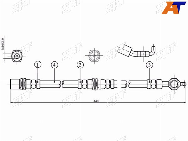 Шланг тормозной передний (Таиланд) TOYOTA GRANVIAGRANDREGIUSTOURING HIACE 95-