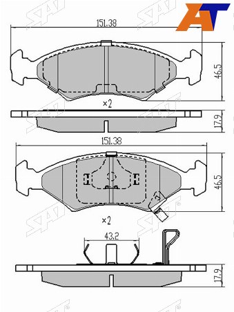 Колодки тормозные перед CHEVROLET COBALT 11-RAVON R4 17-KIA SPORTAGE 93-05