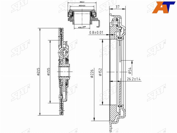 Комплект сцепления MAZDA 6 22,3 04- D=215