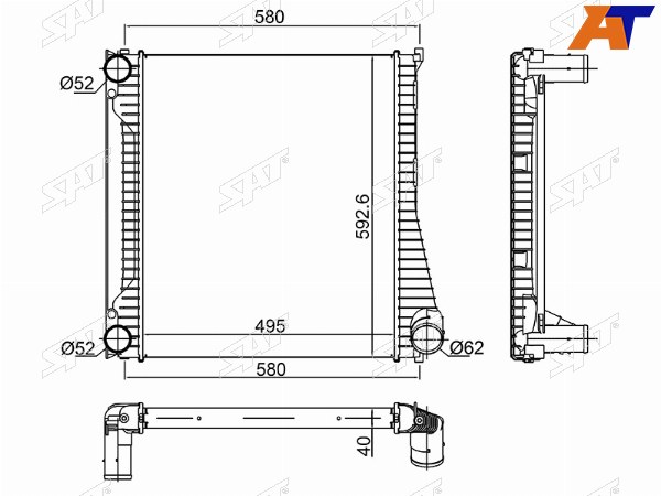 Радиатор интеркулера LAND ROVER DISCOVERY 3.0D 09-17RANGE ROVER 09-13