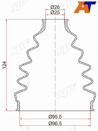 Пыльник шрус наружный FR BMW X5 E53 99-06VAG PASSAT B8 15-OCTAVIA III 13- (2 хомута. резина)