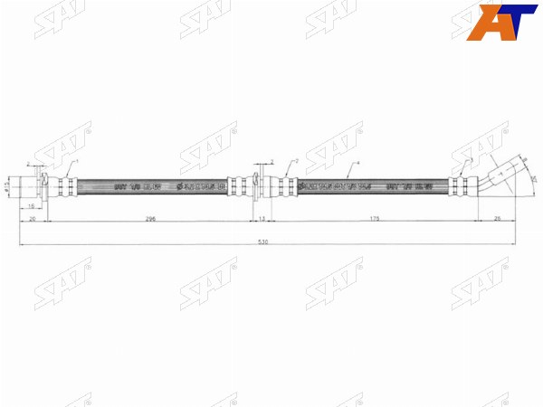 Шланг тормозной задний (Таиланд) SUBARU IMPREZAFORESTERLEGACYOUTBACK 89-02 LH