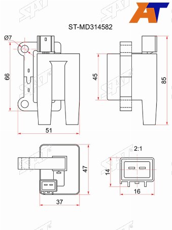 Катушка зажигания MITSUBISHI L200 96-07PAJEROMONTERO SPORT V232563654345 6G7274