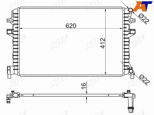 Радиатор Audi A3 12-19  Skoda Karoq 17-  Kodiaq 16-22  Octavia 12-20  Volkswagen Golf 12-19  Pa