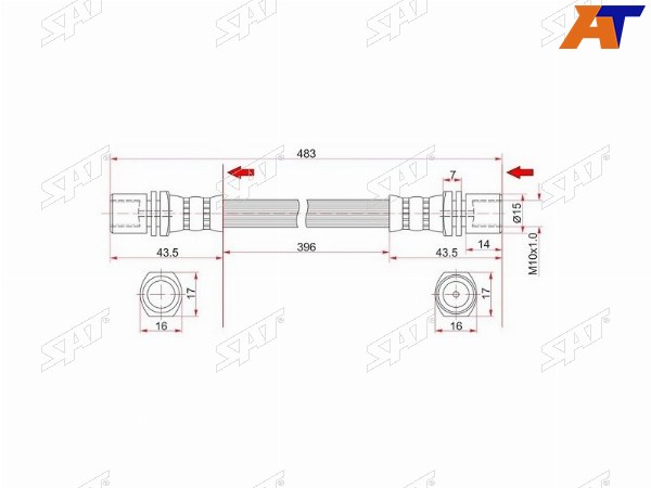 Шланг тормозной передний (Таиланд) TOYOTA HILUX4RUNNER 79-95 LH=RH