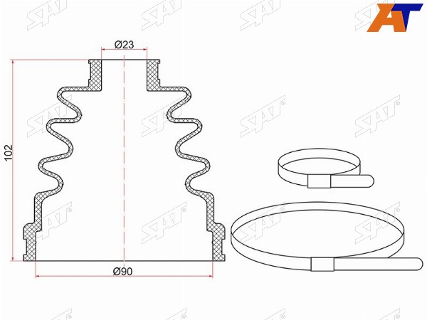 Пыльник шруса наружный NISSAN TEANA J31 03-08HYUNDAI SONATA 01-05 (2 хомута. термопластик)