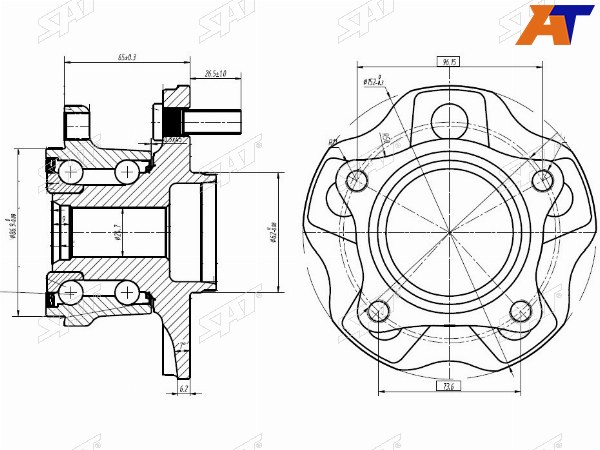 Ступичный узел задн. LEXUS RX 270350450h 08- 4WD