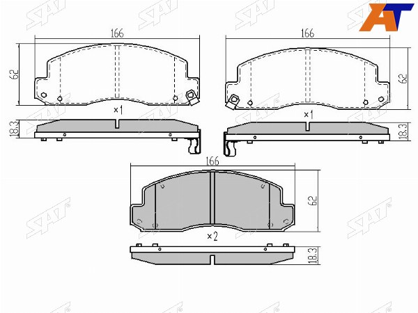 Колодки тормозные перед TOYOTA DYNA XZU301 00-