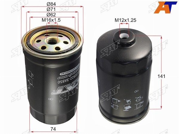 Фильтр топливный HYUNDAI TUCSON 2,0 04-06SANTA FE 2,0 00-06TRAJET 2,0 00-04KIA CERATO 04-06 Diese