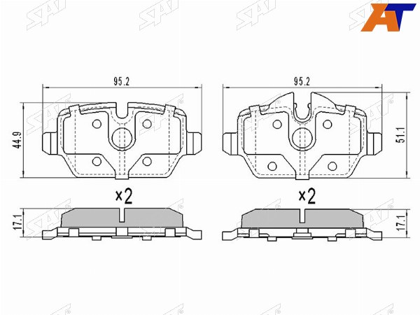 Колодки тормозные зад BMW 1 E81E87F20 03- 3 E90E92 05-