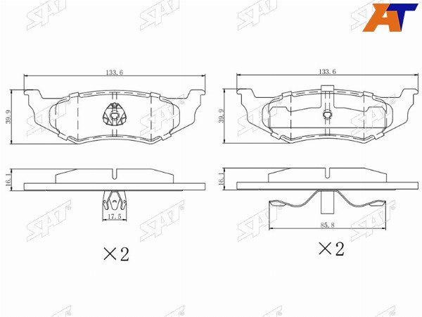 Колодки тормозные зад CHRYSLER 300 M 98-04NEON 94-06DODGE CARAVAN 95-01