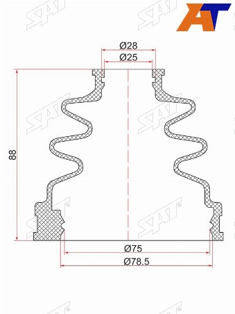 Пыльник шруса внутренний SUZUKI GRAND VITARA 01-16 TOYOTA MARK II 96-01 (2 хомута. резина)