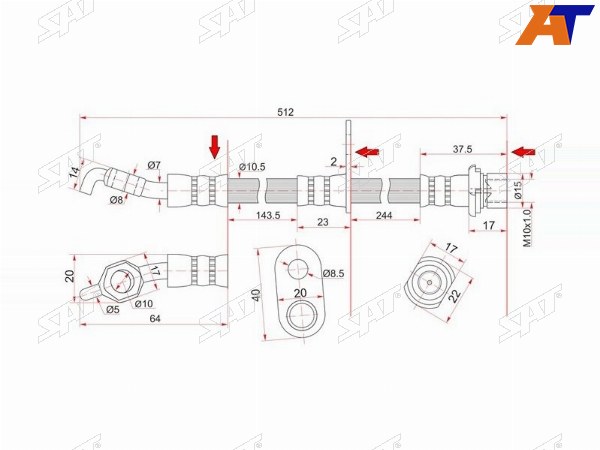 Шланг тормозной задний (Таиланд) TOYOTA CAMRYVISTA 4WD 90- LH=RH