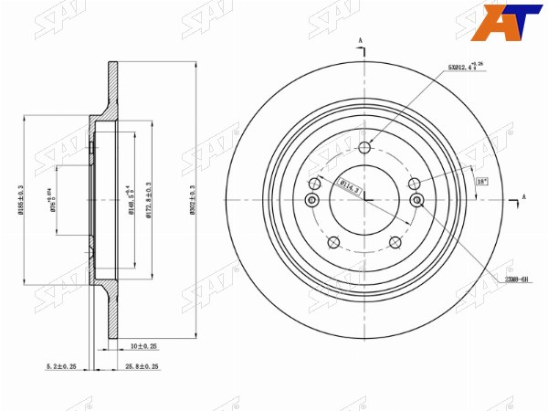 Диск тормозной Hyundai Tucson 15-21  Kia Sportage 15-22