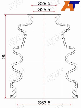 Пыльник шруса внутренний TOYOTA Harrier MCU10W, Kluger 1MZ-FE 3.0L  (2 хомута. резина)