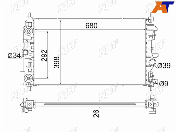 Радиатор Chevrolet Cruze 09-18  Daewoo Lacetti 08-11  Opel Astra 09-15  Zafira 11-16  Chevrolet