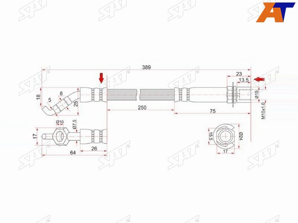 Шланг тормозной задний (Таиланд) TOYOTA ARISTOCROWN MAJESTASOARERLEXUS GS300400430SC430 97- LH