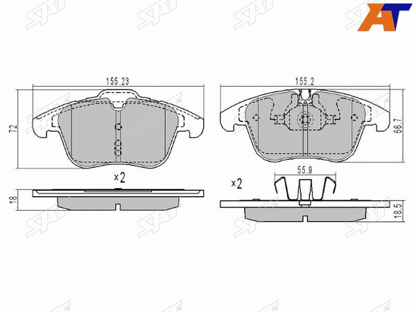 Колодки тормозные перед CITROEN C5 08-PEUGEOT 508 10-