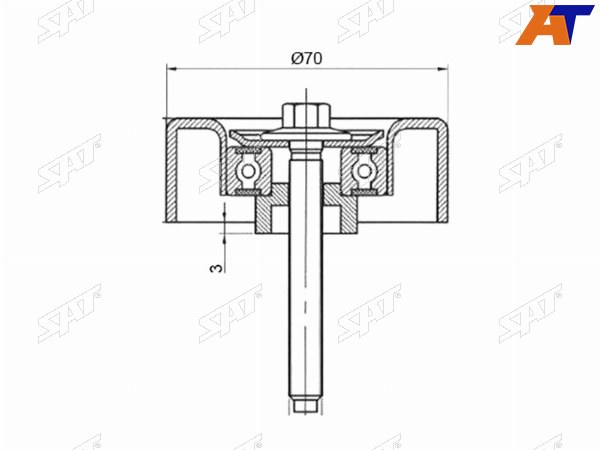 Ролик приводного ремня обводной MAZDA 3 2,3T 06-092,5 09-6 1,8-2,5 02-CX-7 2,3-2,5 09-MPV 2,3 02