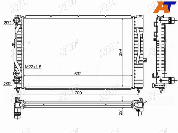 Радиатор Audi A4 94-01  A6 97-05  Volkswagen Passat 96-05  Audi S6 99-04  Skoda Superb 02-08