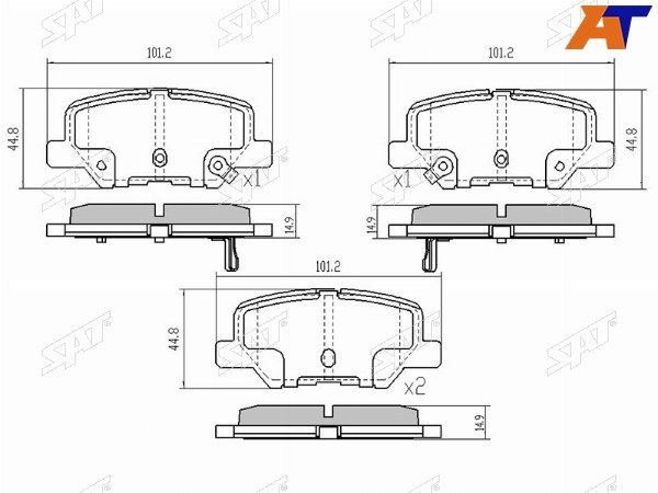 Колодки тормозные зад MITSUBISHI OUTLANDER III 12-CHANGAN CS35 Plus