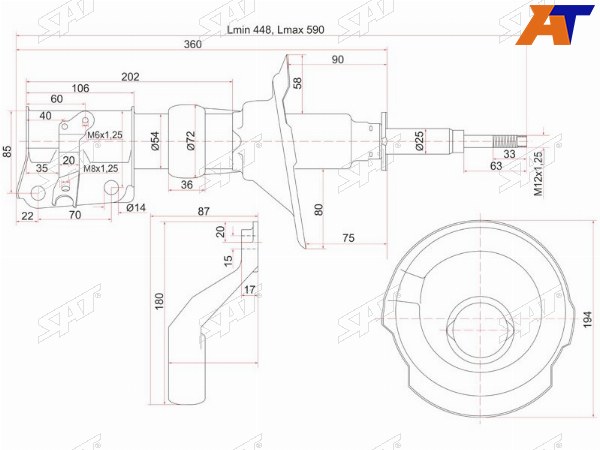 Стойка передняя (болт D-14) HONDA STREAM 00-06 LH