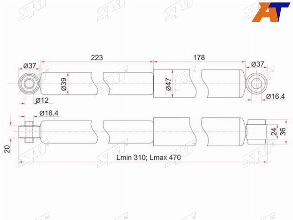Амортизатор задний NISSAN ADWINGROAD 96-05 2WD  LH=RH