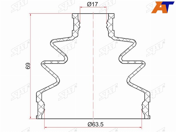 Пыльник шруса NISSAN Qashqai J10 06-13, J11 13-X-Trail T30,T31 07-  (2 хомута. резина)