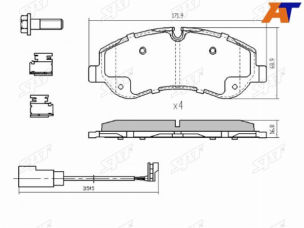 Колодки тормозные перед FORD TOURNEO CUSTOM 12-TRANSIT 14-