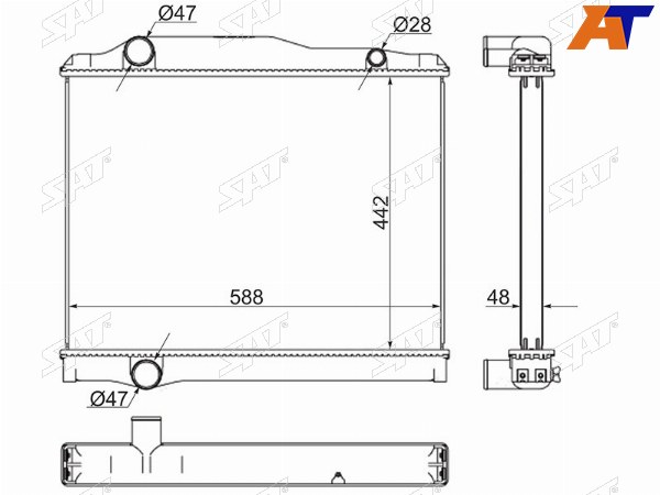Радиатор Mitsubishi Fuso Canter FE5 93-02  Fuso Canter FE6 93-02  Fuso Fighter 92-05