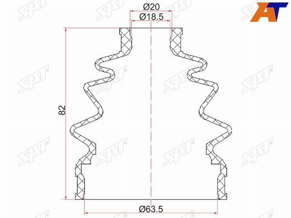 Пыльник шруса наружный HONDA FIT 01-07, Airwave 05-10MAZDA Familia 99-03  (2 хомута. резина