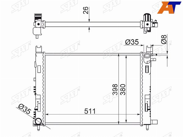Радиатор Nissan Terrano 14-  Renault Arkana 18-  Duster 10-21  Kaptur 16-20  Logan 14-  Dacia D