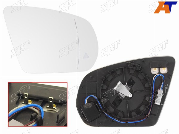 Полотно зеркала MERCEDES W213 16-W222 13- RH асферическое с обогревом, мёртвая зона (пр-во Тайвань