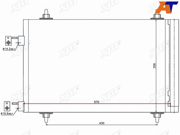 Радиатор кондиционера Citroen Berlingo 08-16  C4 04-11  Peugeot 308 07-15  Citroen Grand C4 Picas