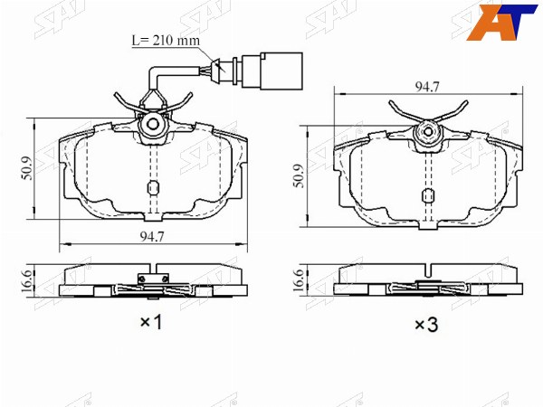 Колодки тормозные зад с датчиком VOLKSVAGEN TRANSPORTER 90-03
