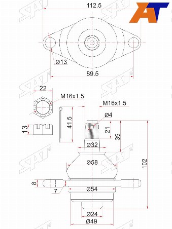 Шаровая опора нижняя FR TOYOTA Estima 90-99