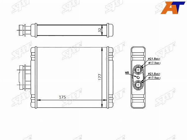 Радиатор отопителя салона  AUDI A1 10-SKODA FABIA 99-ROOMSTER 06-VOLKSWAGEN FOX 05-POLO 01-POLO