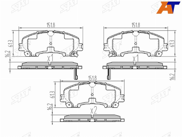 Колодки тормозные перед NISSAN X-TRAIL T32 14-INFINITI Q50 14-